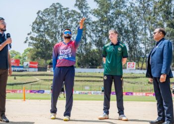 आयरल्याण्ड ‘ए’विरुद्ध टस जितेर बलिङ गर्दै नेपाल