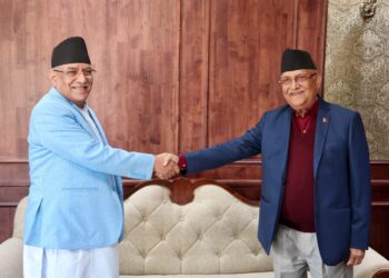 प्रधानमन्त्री प्रचण्ड र अध्यक्ष ओलीबीच भेटवार्ता