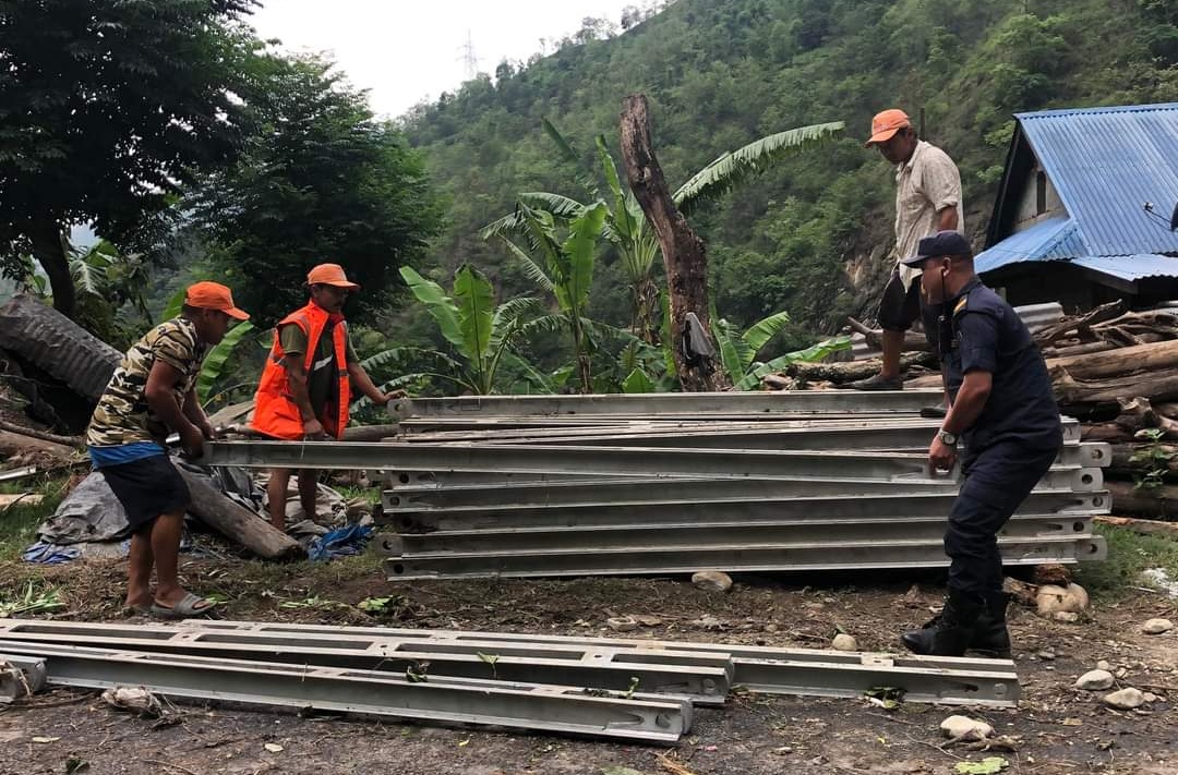 हेवाखोलामा बेलीब्रिज निर्माण कार्य थालियो